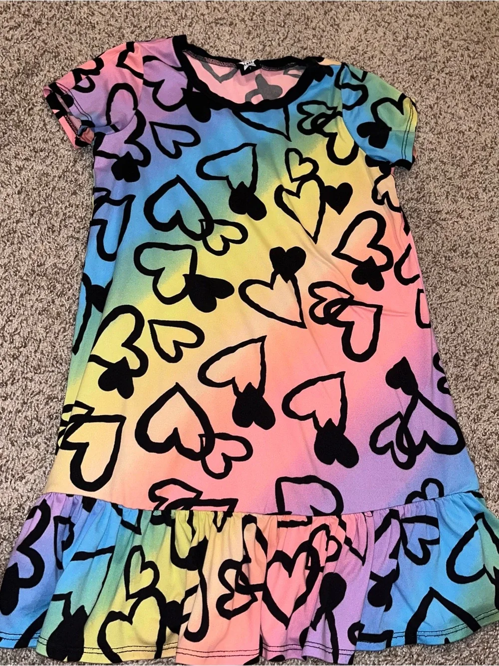 Girls Pixie Lane short sleeve pajama nightgown rainbow hearts size 7
